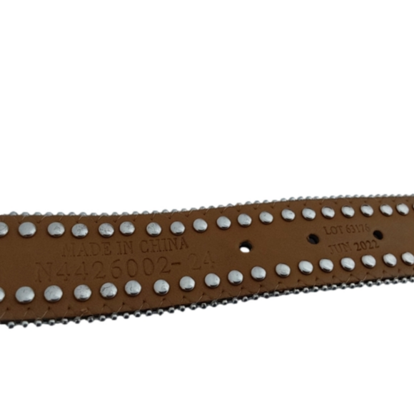 Nocona Rhinestone Leather Belt Size 24 - Picture 7 of 12